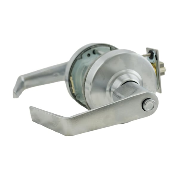 Schlage Commercial Entry Office Saturn Lever Less Cylinder 2-3/4" Deadlatch ANSI Strike Satin Chrome ALX50LSAT626 - main